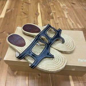 Christian Louboutin Black Flat Espadrilles Sandals